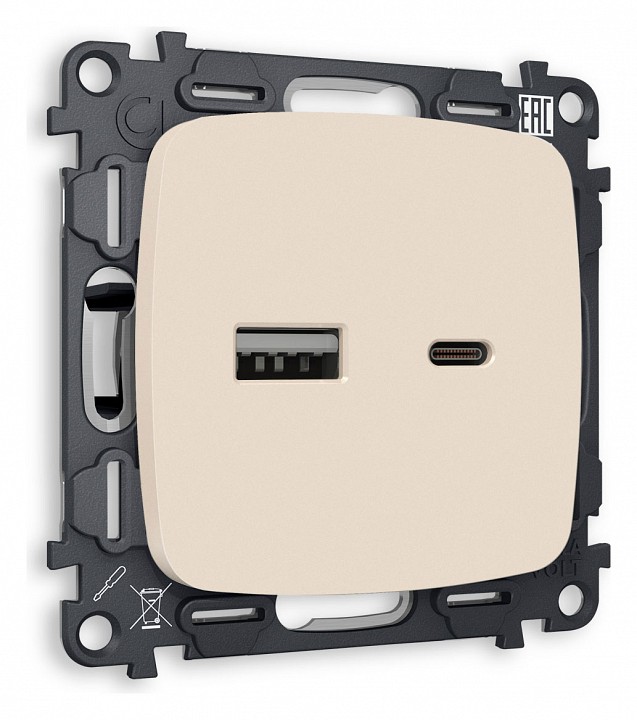 Розетка 2хUSB type A и C без рамки Ambrella Volt Quant MO331010