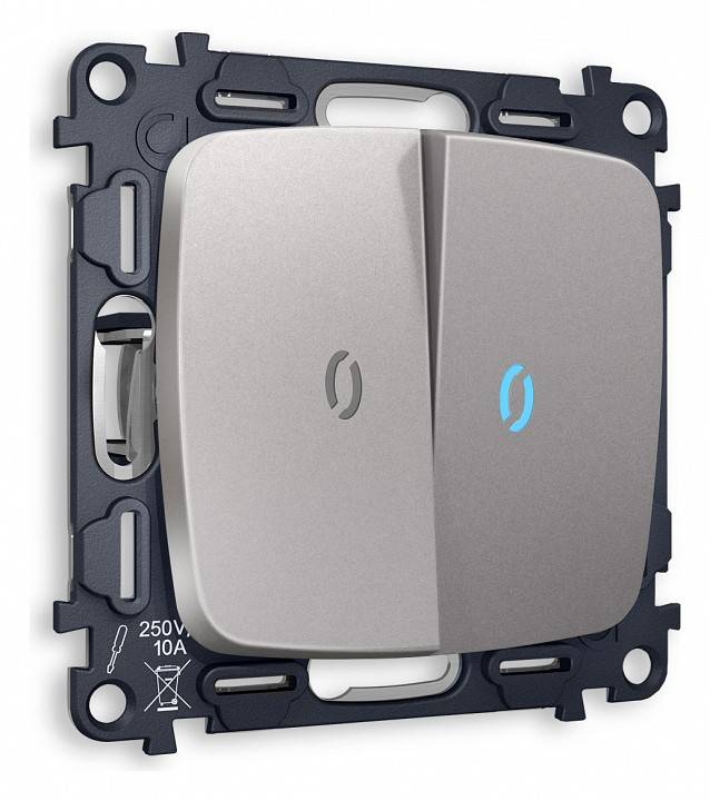 Выключатель двухклавишный с подсветкой без рамки Ambrella Volt Quant MO504020