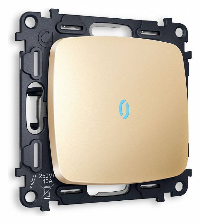 Выключатель проходной одноклавишный с подсветкой без рамки Ambrella Volt Quant MO602040