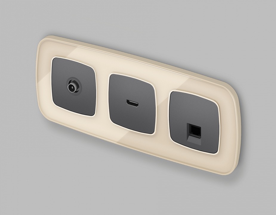 Розетка Ethernet RJ-45 и со шторками, без рамки Ambrella Volt OMEGA MO662005