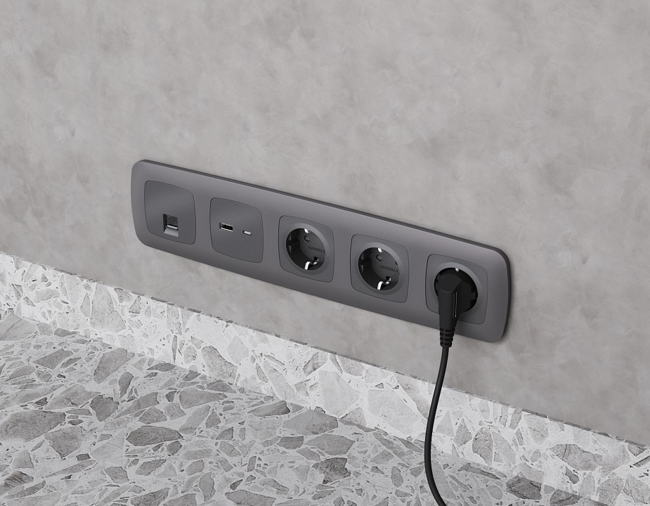 Розетка Ethernet RJ-45 и со шторками, без рамки Ambrella Volt OMEGA MO662005