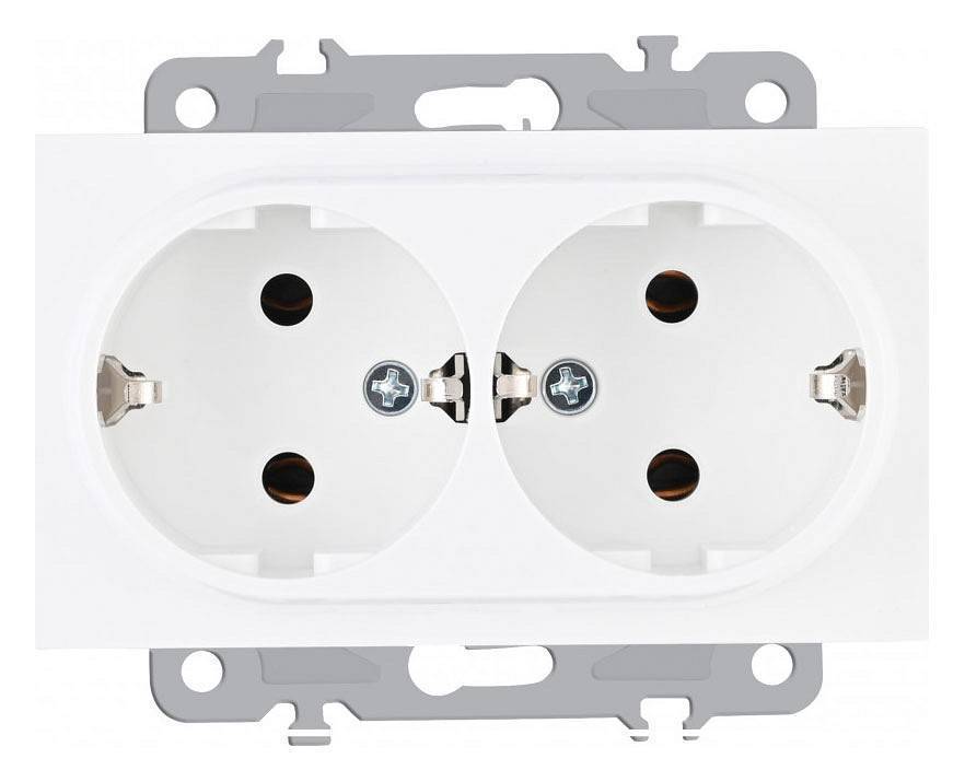 Розетка двойная с заземлением, без рамки Arte Milano am-206 206.40-2.white