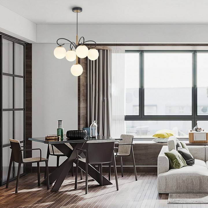 Подвесная люстра Arte Milano Neapolis-73808 5 ламп 273808/4+1 BK/GD