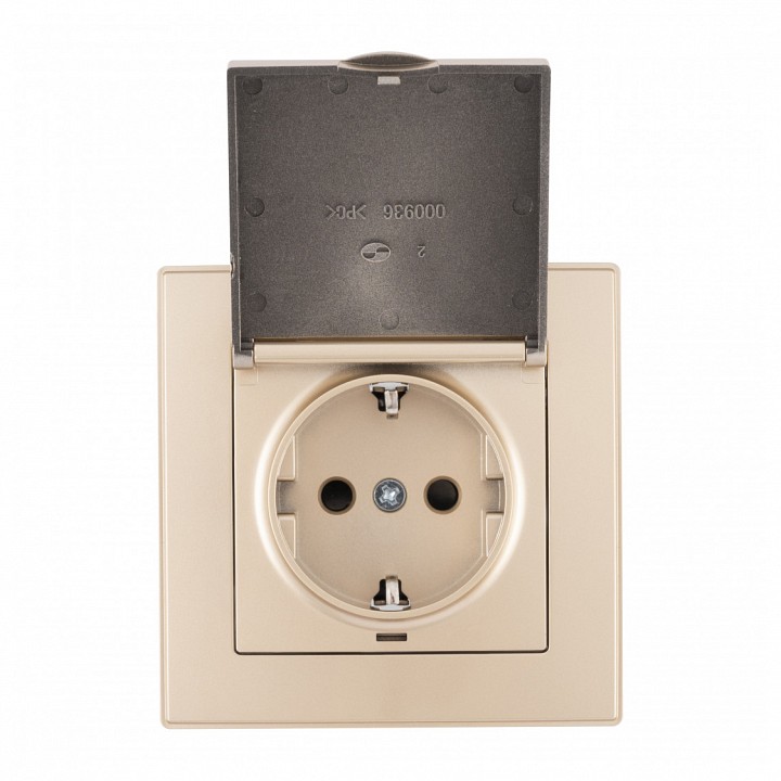 Розетка с заземлением и шторкой, с крышкой Arte Milano SET06-1 SET06-1-41-1 shampan