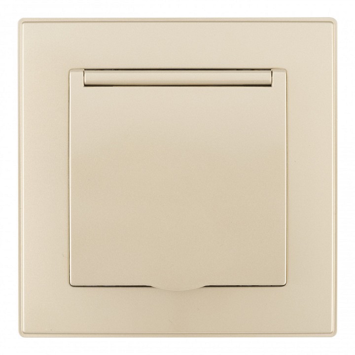 Розетка с заземлением и шторкой, с крышкой Arte Milano SET06-1 SET06-1-41-1 shampan