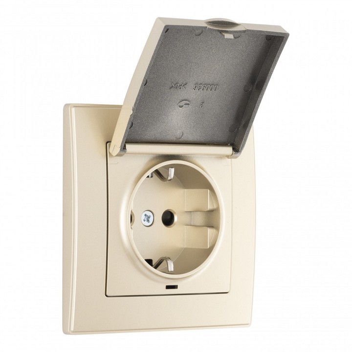 Розетка с заземлением и шторкой, с крышкой Arte Milano SET06-1 SET06-1-41-1 shampan