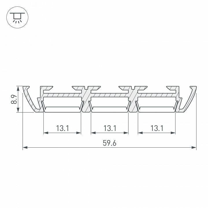 Профиль накладной Arlight PHS-3X-2000 ANOD 2000 мм 013209