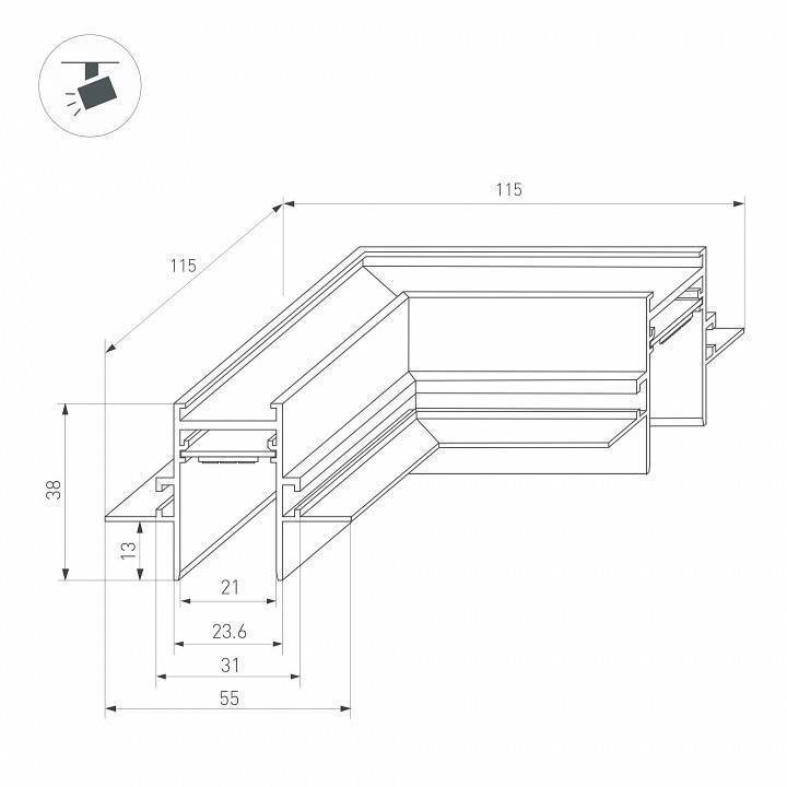 Соединитель угловой L-образный для встраиваемого трека Arlight MAG-25 034229