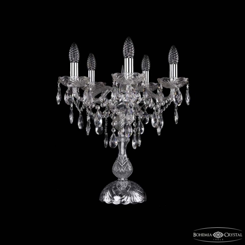 Настольная лампа декоративная Bohemia Ivele Crystal 1415 1415L/5/141-47 Ni