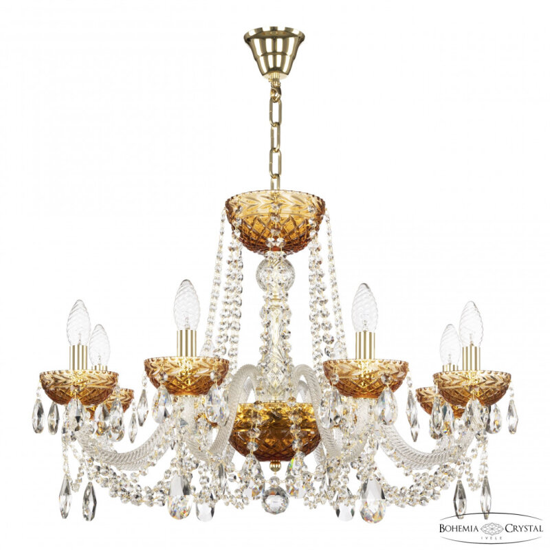 Подвесная люстра Bohemia Ivele Crystal 5402 5402/8/240 G Amber/M-1F