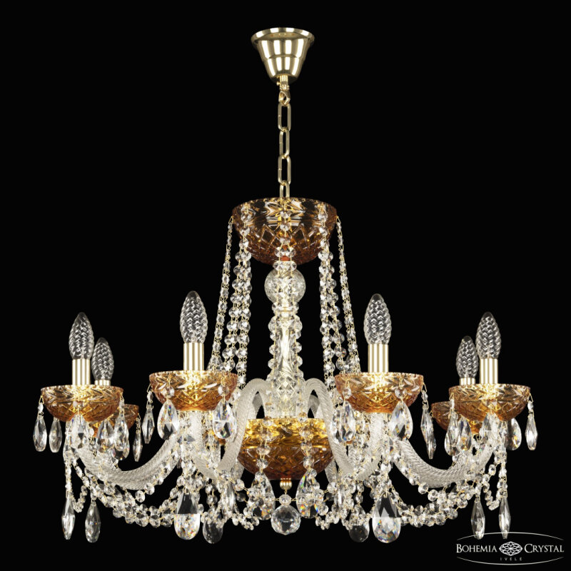 Подвесная люстра Bohemia Ivele Crystal 5402 5402/8/240 G Amber/M-1F