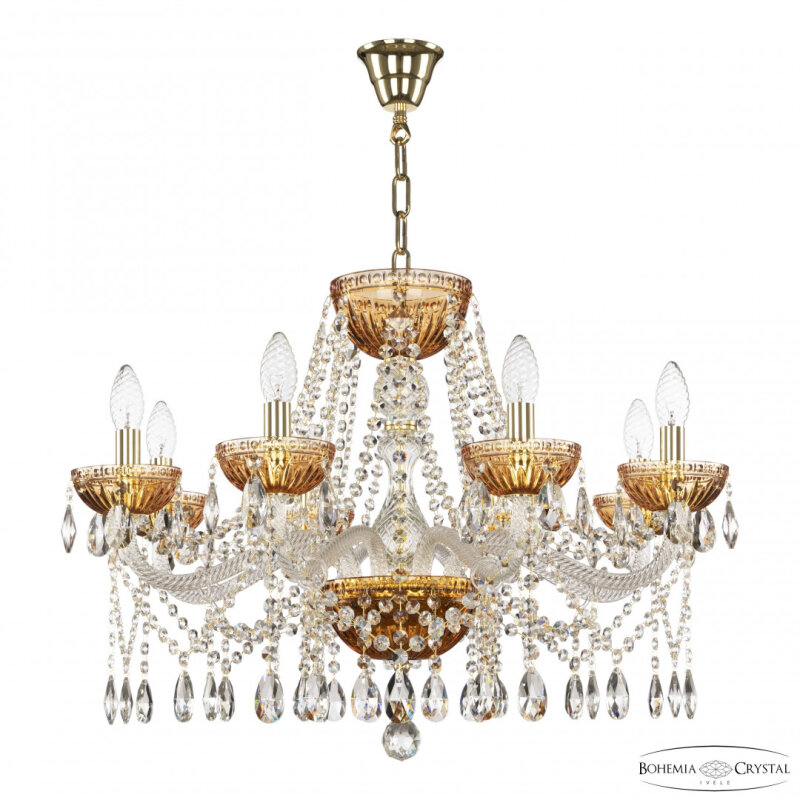 Подвесная люстра Bohemia Ivele Crystal 5413 5413/8/240 G Amber/M-1G