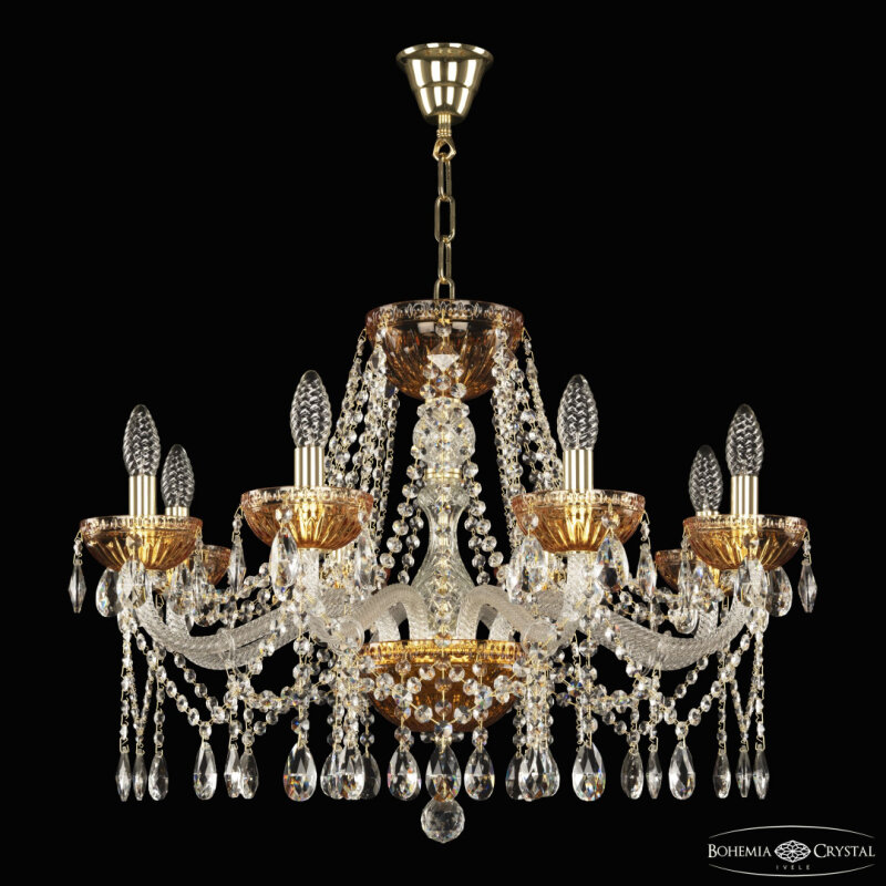 Подвесная люстра Bohemia Ivele Crystal 5413 5413/8/240 G Amber/M-1G