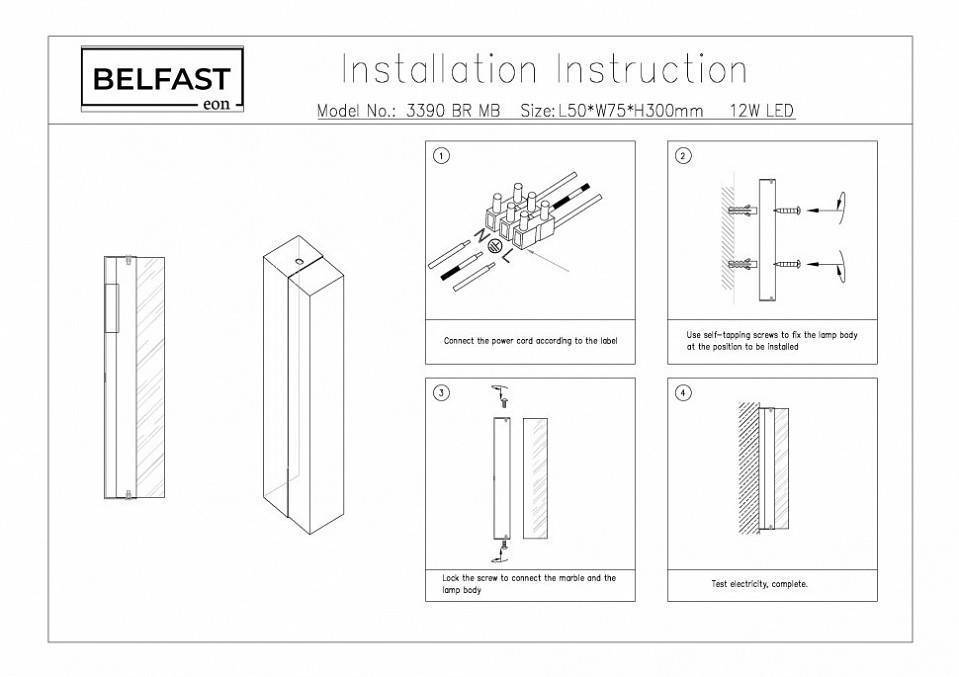 Накладной светильник Belfast Ravenhill 3390 BR MB