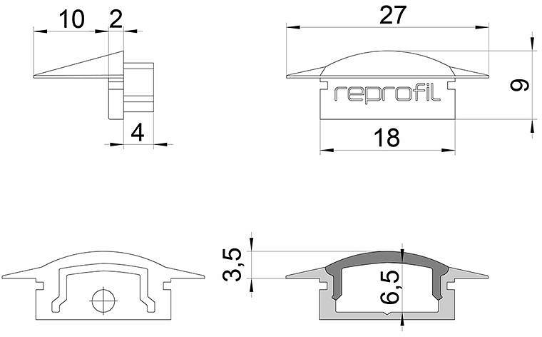 Набор заглушек для профиля Deko-Light F-ET-01-12 черный (10 шт) 978602