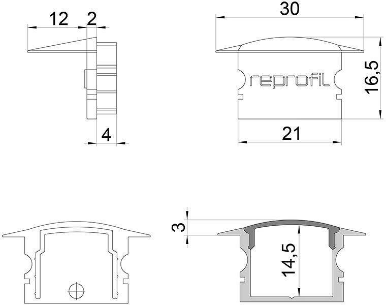 Набор заглушек для профиля Deko-Light F-ET-02-15 серебристый (10 шт) 978650