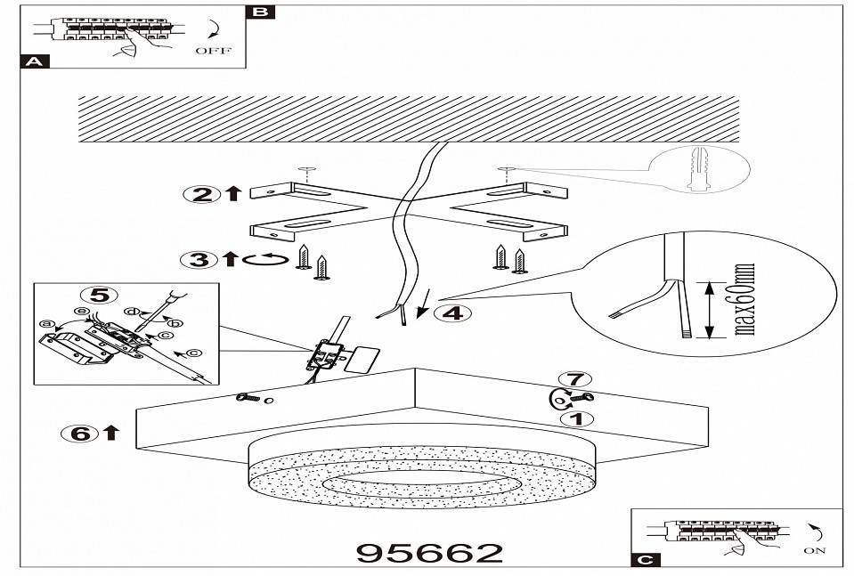 Светильник накладной Eglo Fradelo 16 Вт 240x240 мм 95662
