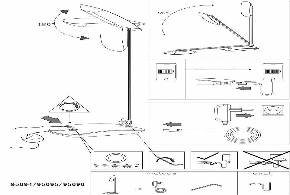 Настольная лампа офисная Eglo ПРОМО Cajero 95695