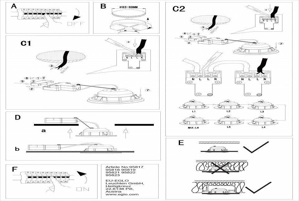 Набор встраиваемых светильников Eglo Pineda 95822