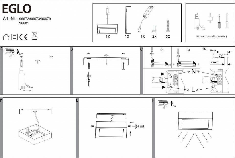 Светильник накладной Eglo Fueva-C квадратный 300x300 мм 21 Вт RGB белый 96673