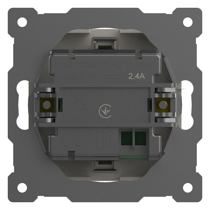 Розетка 2хUSB type A без рамки Elbi Eleсtriс Zena Vega 609-010200-143