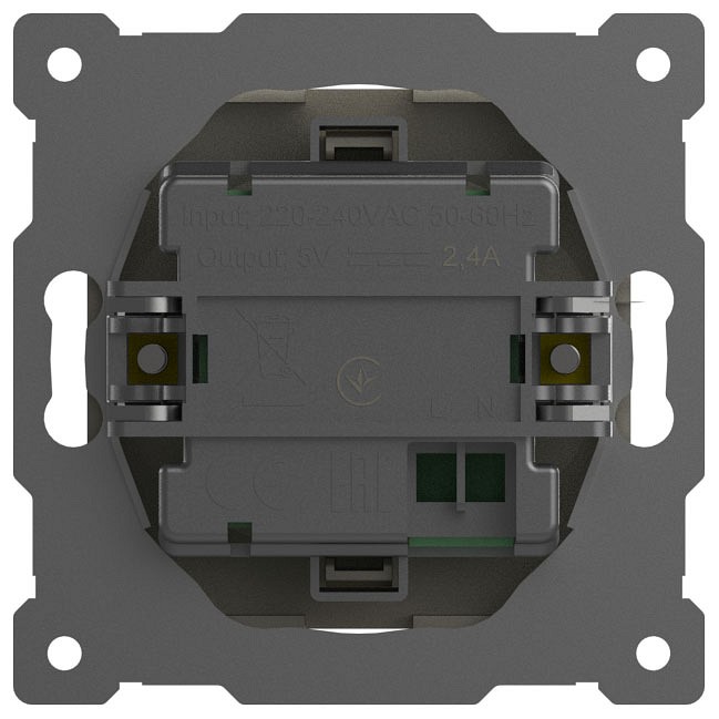 Розетка 2хUSB type A без рамки Elbi Eleсtriс Zena Vega 609-011400-143