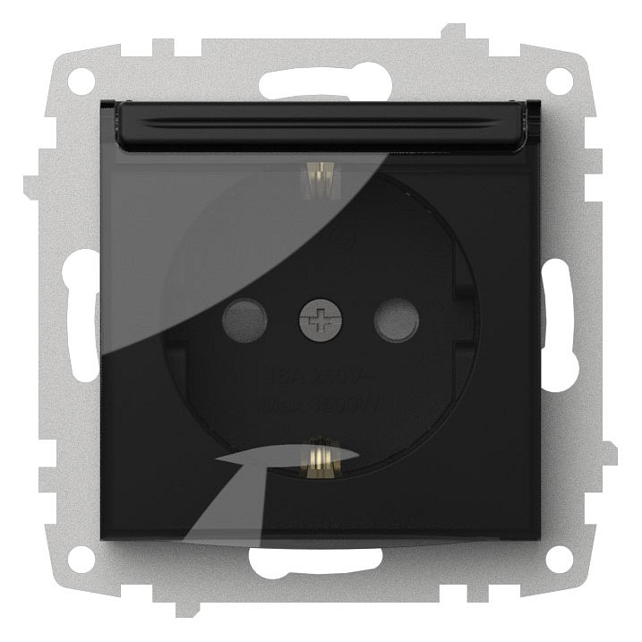 Розетка с заземлением и со шторкой, без рамки с крышкой Elbi Eleсtriс Zena Vega 609-014800-219