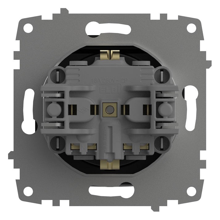 Розетка с заземлением и со шторкой, без рамки с крышкой Elbi Eleсtriс Zena Vega 609-014800-219