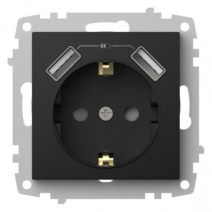 Розетка с заземлением и со шторкой и 2хUSB type A, без рамки Elbi Eleсtriс Zena Vega 609-014800-317