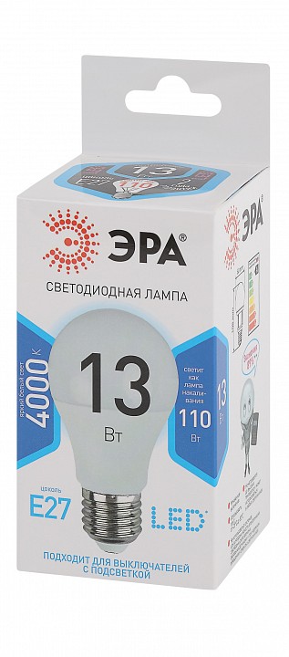 Лампа светодиодная Эра Стандарт LED A60-13W-840-E27
