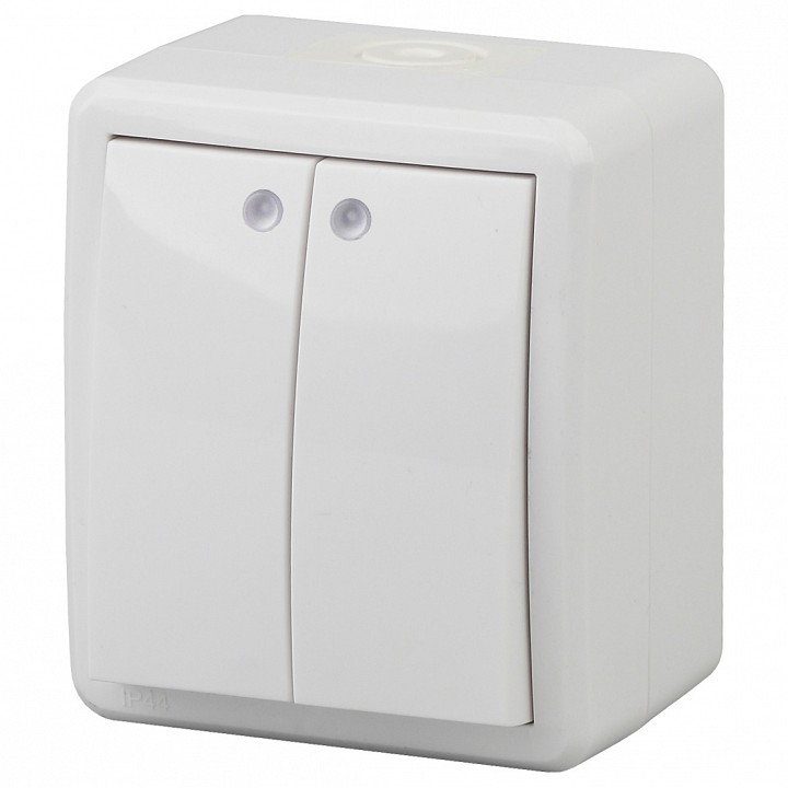 Выключатель двухклавишный с подсветкой Эра Эра Эксперт 11-1405-01