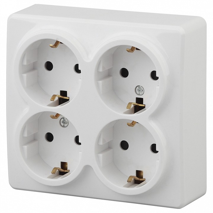 Розетка четверная с заземлением и со шторками Эра Эра Эксперт 11-2211-01