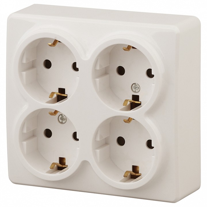 Розетка четверная с заземлением и со шторками Эра Эра Эксперт 11-2211-02