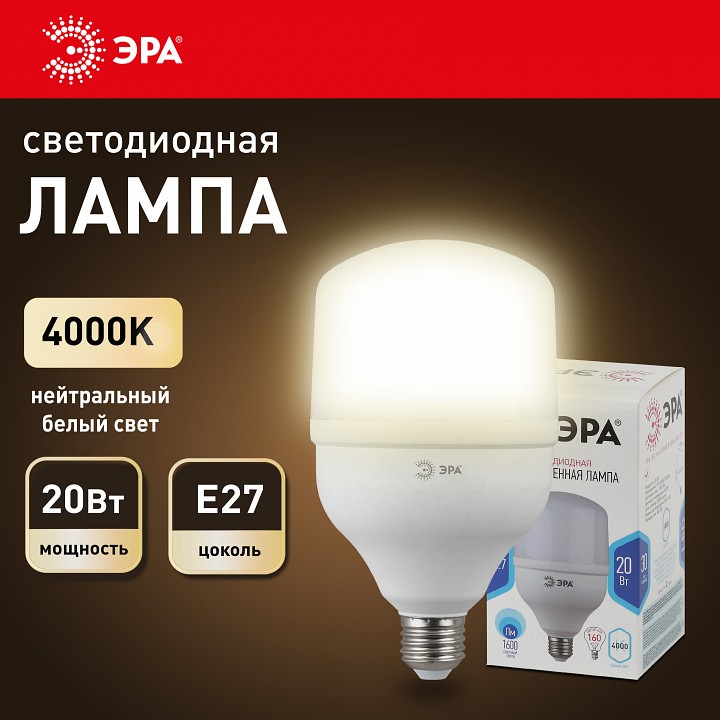 Лампа светодиодная Эра  LED POWER T80-20W-4000-E27