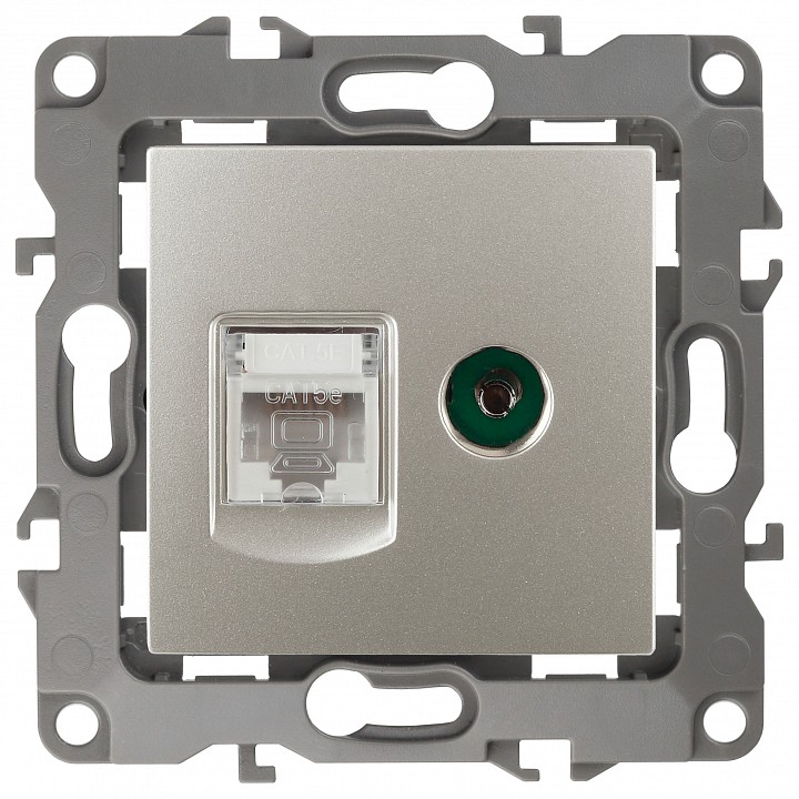 ТВ-розетка и розетка Ethernet RJ-45 без рамки Эра Эра 12 12-3110-15