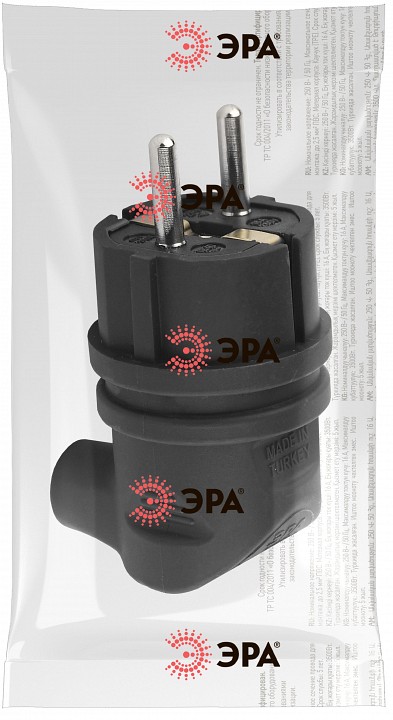 Вилка прямая с заземлением Эра  V9-B-IP44