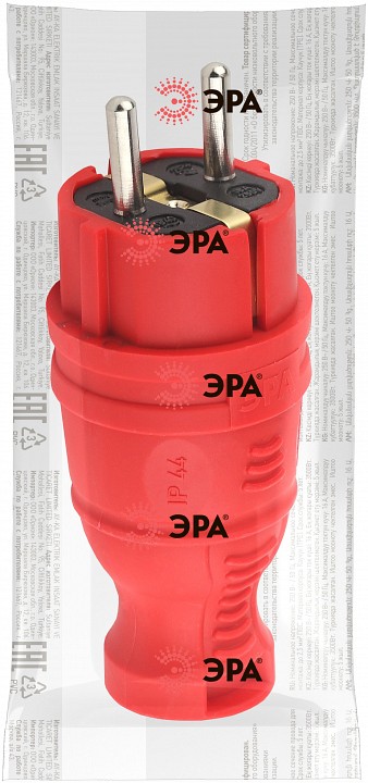 Вилка прямая с заземлением Эра  V8-RED-IP44