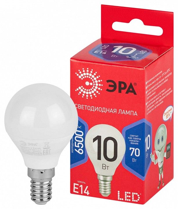 Лампа светодиодная Эра  E14 10Вт 6500K LED P45-10W-865-E14 R