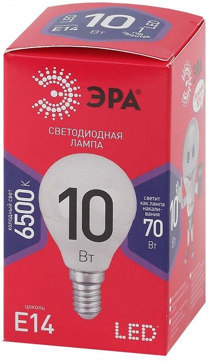 Лампа светодиодная Эра  E14 10Вт 6500K LED P45-10W-865-E14 R