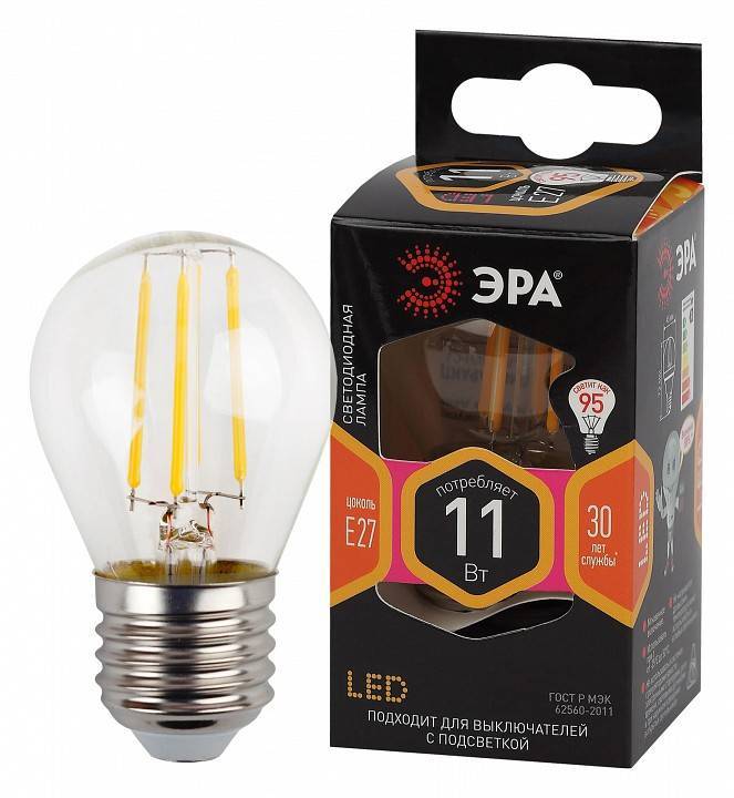Лампа светодиодная филаментная ЭРА F-LED A60 11 Вт E27 2700 K Б0047013