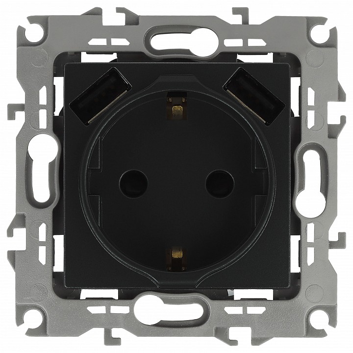 Розетка с заземлением и со шторкой и 2хUSB, без рамки Эра Эра 12 12-4109-05