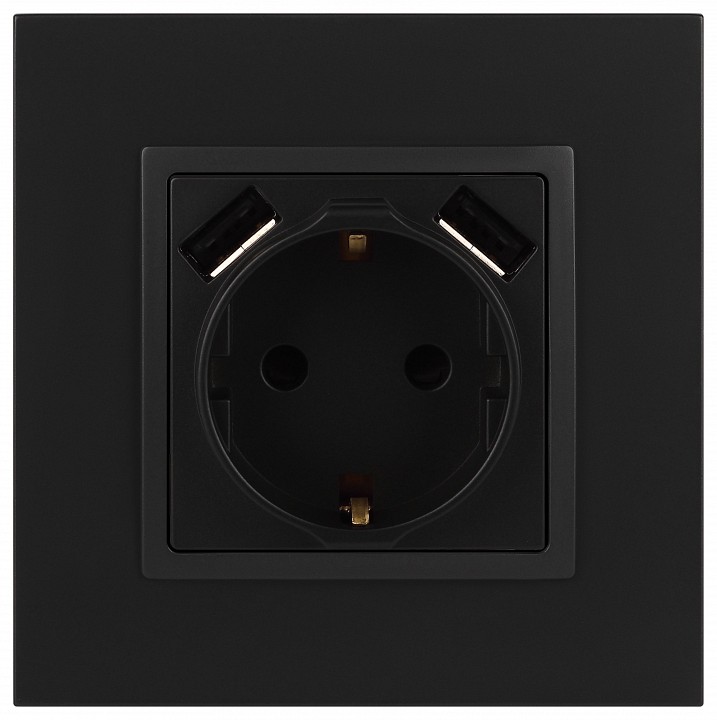 Розетка с заземлением и со шторкой и 2хUSB, без рамки Эра Эра Elegance 14-4109-05