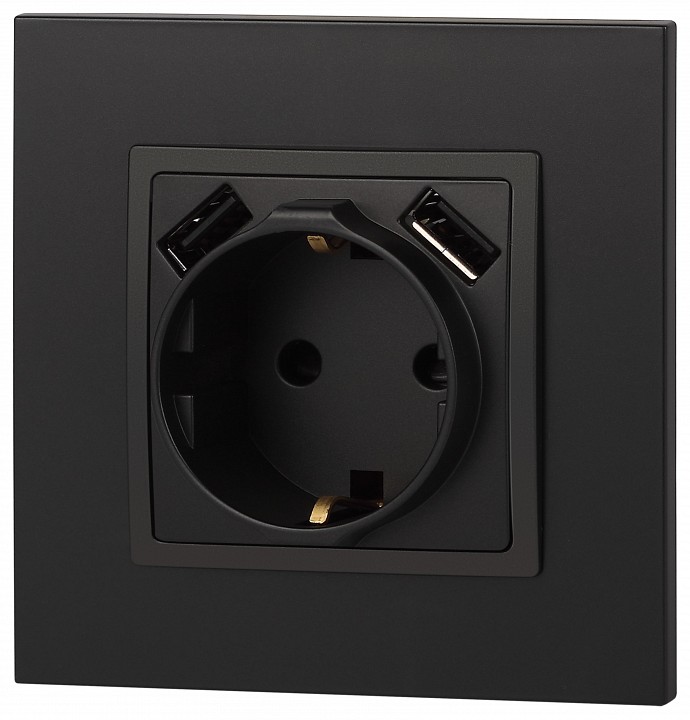 Розетка с заземлением и со шторкой и 2хUSB, без рамки Эра Эра Elegance 14-4109-05