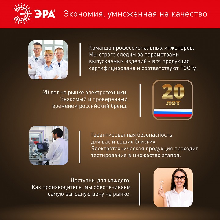 Лампа светодиодная Эра Стандарт LED G95-15W-4000K-E27