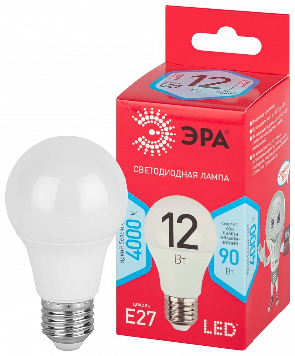Лампа светодиодная Эра  LED A60-12W-840-E27 R