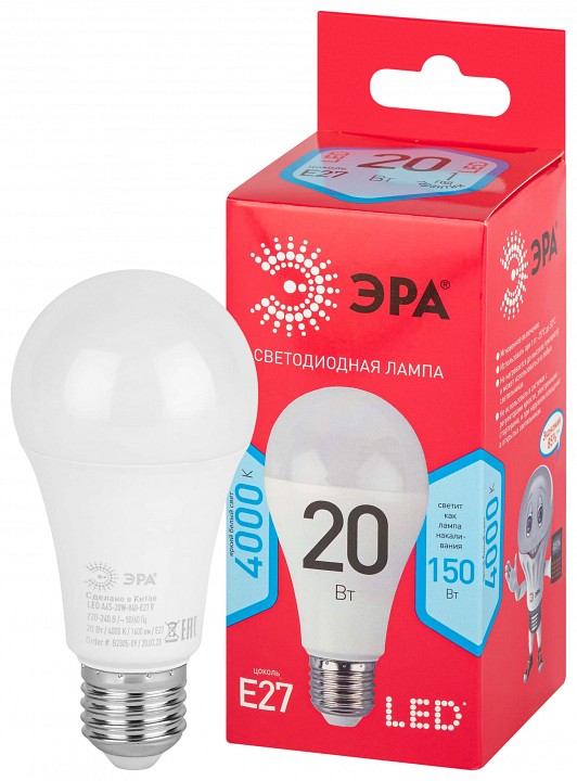 Лампа светодиодная Эра  LED A65-20W-840-E27 R