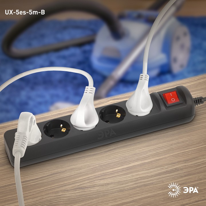 Удлинитель с выключателем Эра  UX-5es-5m-B