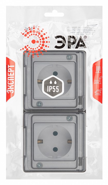 Розетка с заземлением с крышкой Эра Эра Эксперт 11-2503-01