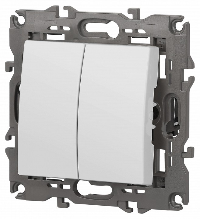 Переключатель двухклавишный без рамки Эра Эра Elegance 14-1106-01М