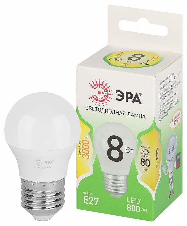 Лампа светодиодная Эра Green Line LED P45-8W-830-E27 GL